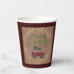 Wood and Plaid Christmas   Paper Cups