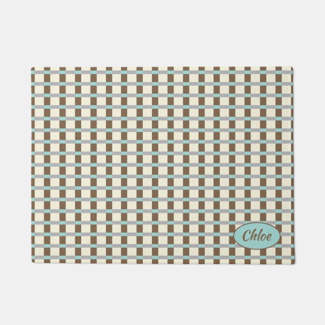 Wood and Seaweed Plaid Dog Doormat (Front)