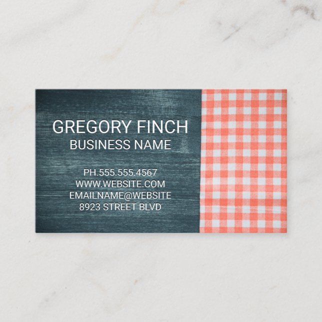Wood and Table Cloth Business Card (Front)