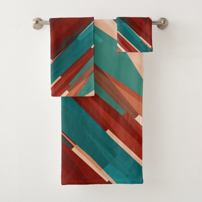 Wood and Turquoise Bath Towel Set (Insitu)