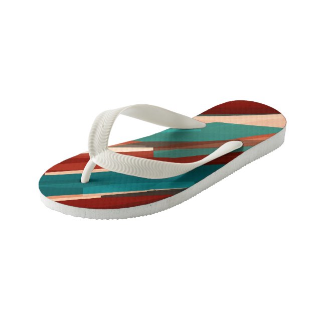 Wood and Turquoise Kid's Jandals (Angled)