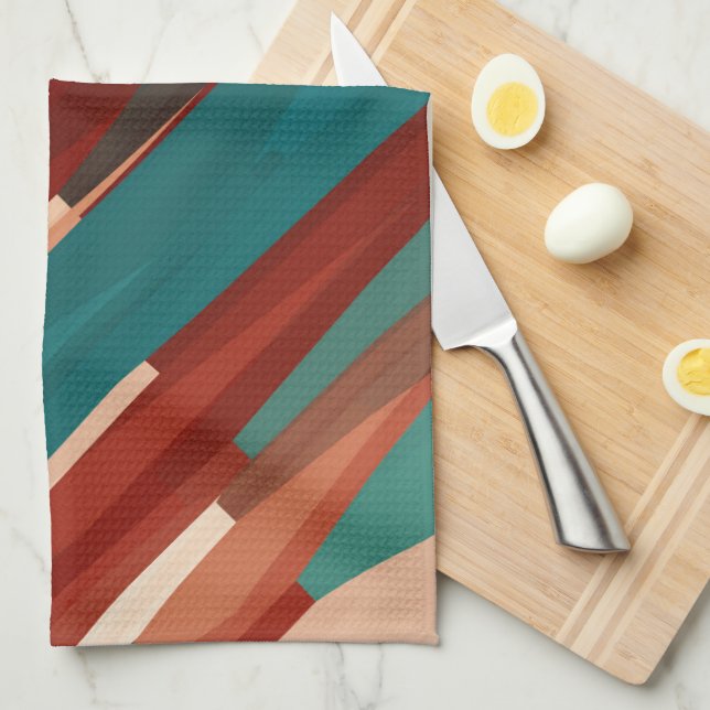 Wood and Turquoise Tea Towel (Quarter Fold)