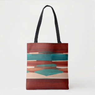 Wood and Turquoise Tote Bag