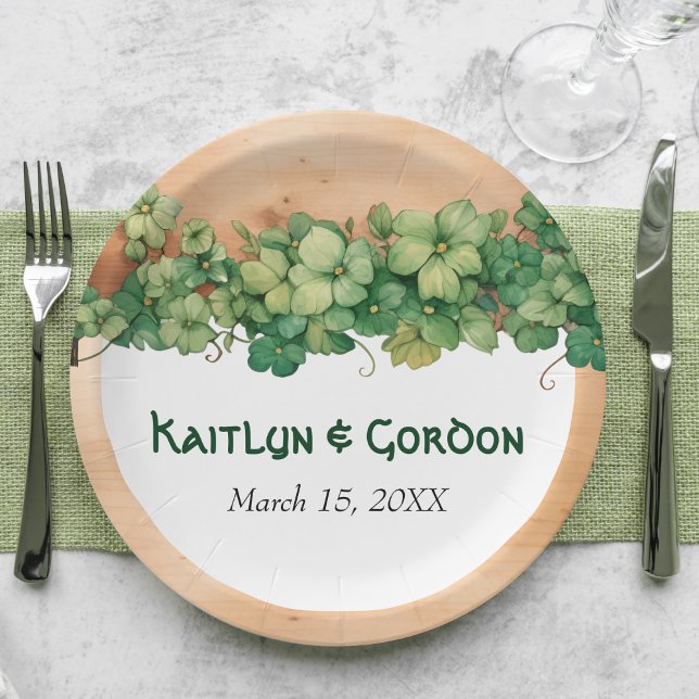 Wood and vine St patricks day irish wedding Paper Plate (Creator Uploaded)