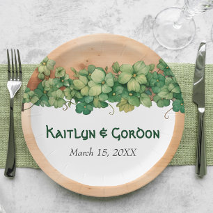 Wood and vine St patricks day irish wedding Paper Plate