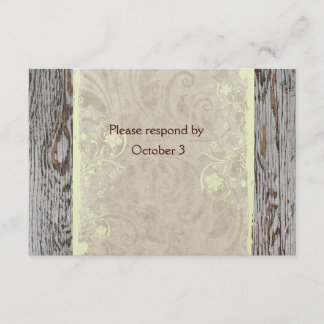 Wood and Vintage Shabby Chic rsvp with envelopes