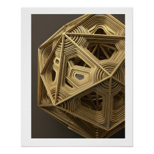 Wood Architectural Fractal Complex Geometry Fleece Poster