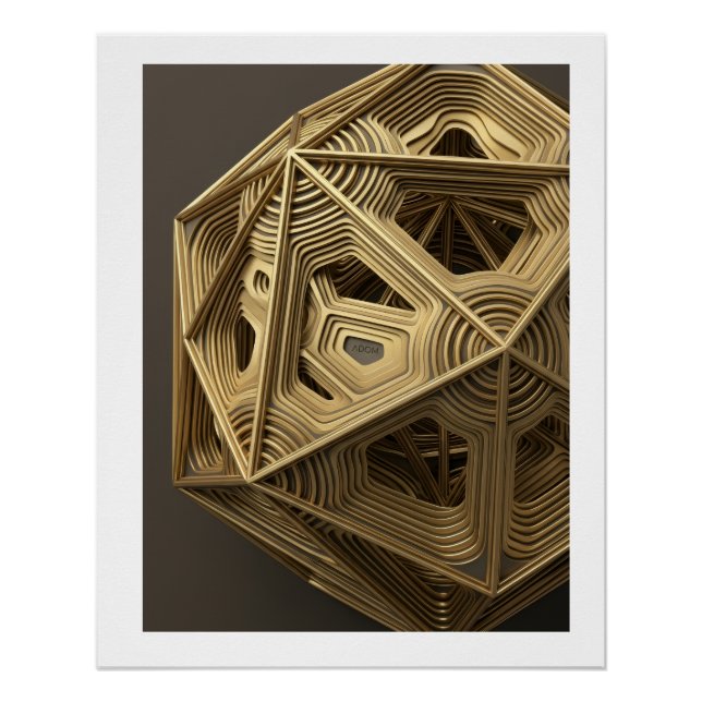 Wood Architectural Fractal Complex Geometry Fleece Poster (Front)