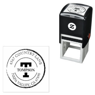 Wood Art Create Your Own Modern Round Return  Self-inking Stamp
