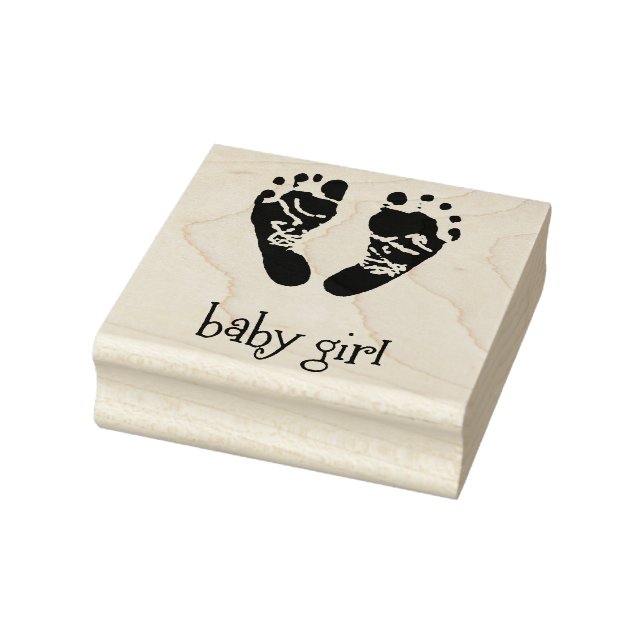 Wood Art Stamps/Baby Girl with feet Rubber Stamp (Stamp)