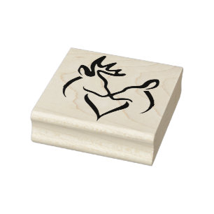 Wood Art Stamps/Kissing Buck and Doe Rubber Stamp