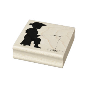 Wood Art Stamps/Little Boy Fishing Rubber Stamp