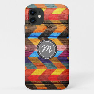 Wood aztec chevron pattern #7 iPhone 11 case