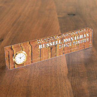 Wood Background Office Nameplate