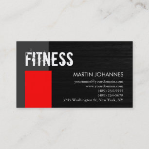 Wood Background Personal Red Grey Business Card