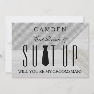 Wood Background Suitup Will you be my groomsman Invitation