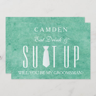 Wood Background Suitup Will you be my groomsman Invitation