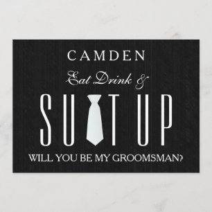 Wood Background Suitup Will you be my groomsman Invitation