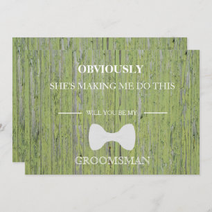 Wood Background Will  You  Be My Groomsman? Invitation