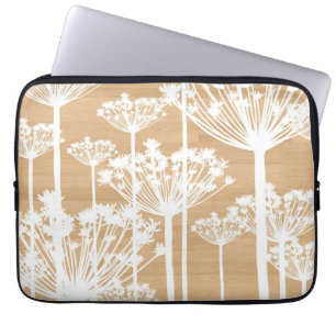 Wood background wish flowers girly floral pattern laptop sleeve