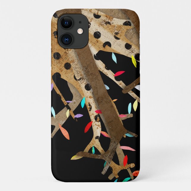 Wood Bark Polka Dots Wedding Tree Case-Mate iPhone Case (Back)