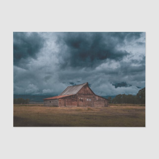 Wood Barn Standing Guard Against Storm Tissue Paper (Front)