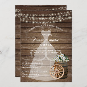 Wood Barrel Bridal Shower- White Spring  Floral Invitation