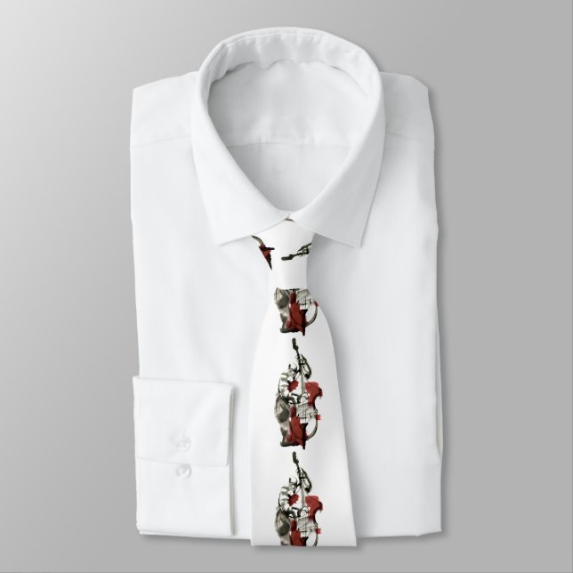 Wood bass player tie (Tied)