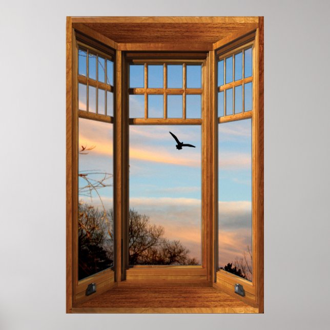 Wood Bay Window Illusion - Coundtry Flying Bird Poster (Front)