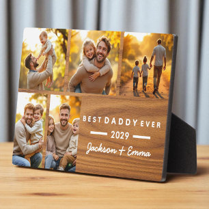 Wood Best Dad Ever Father's Day 5 Photo Collage Plaque