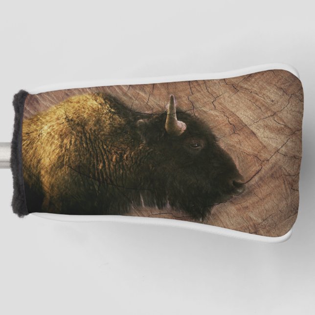 Wood Bison Buffalo Golf Head Cover (Front)