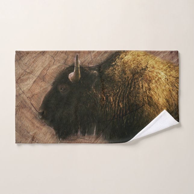 Wood Bison Buffalo Hand Towel (Hand Towel)