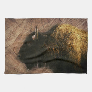 Wood Bison Buffalo Tea Towel