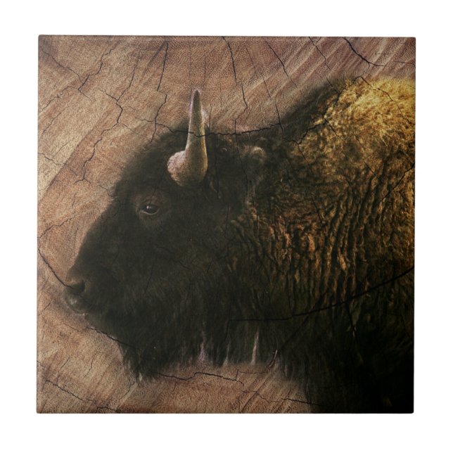 Wood Bison Buffalo Tile (Front)