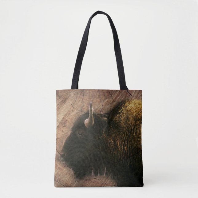 Wood Bison Buffalo Tote Bag (Front)