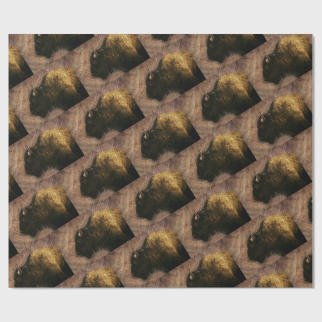 Wood Bison Buffalo Wrapping Paper (Flat)
