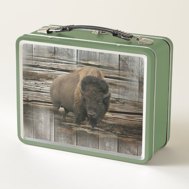 Wood Bison Metal Lunch Box (Back)