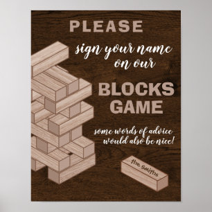 Wood Blocks Wedding Guestbook Sign Guest Book Game