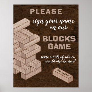 Wood Blocks Wedding Guestbook Sign Guest Book Game