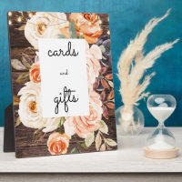 Wood Blush Floral Cards & Gifts Sign Easel