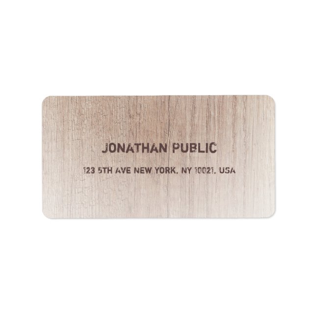 Wood Board Look Distressed Text Template Address Label (Front)