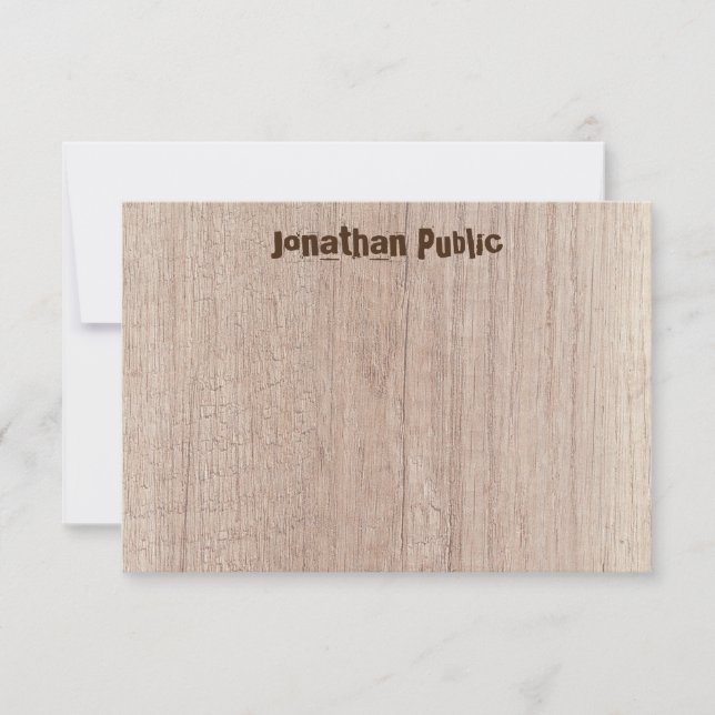 Wood Board Plank Look Elegant Distressed Text Card (Front)