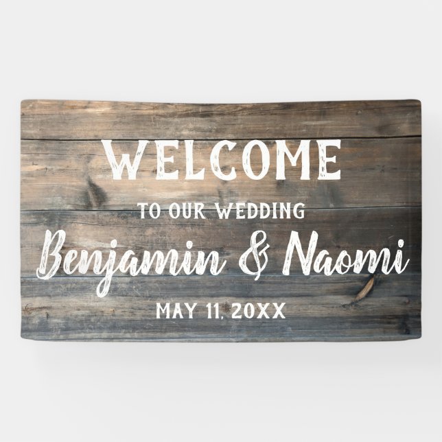 Wood Boards Wedding Welcome Banner (Horizontal)