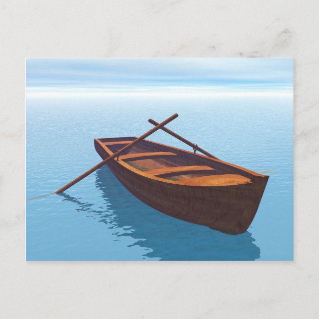 Wood boat on the water postcard (Front)