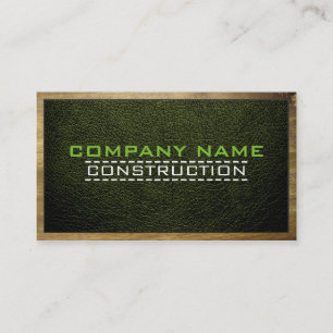 Wood Border Construction Elegant Leather Look #10 Business Card