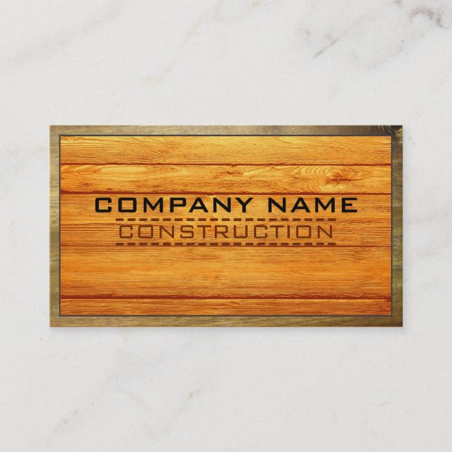 Wood Border Construction Elegant Wooden Look #18 Business Card (Front)