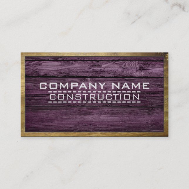 Wood Border Construction Elegant Wooden Look #19 Business Card (Front)
