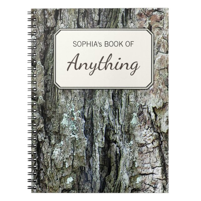 Wood Botanical Old Pine Bark  Photo Personalised Spiral Notebook (Front)