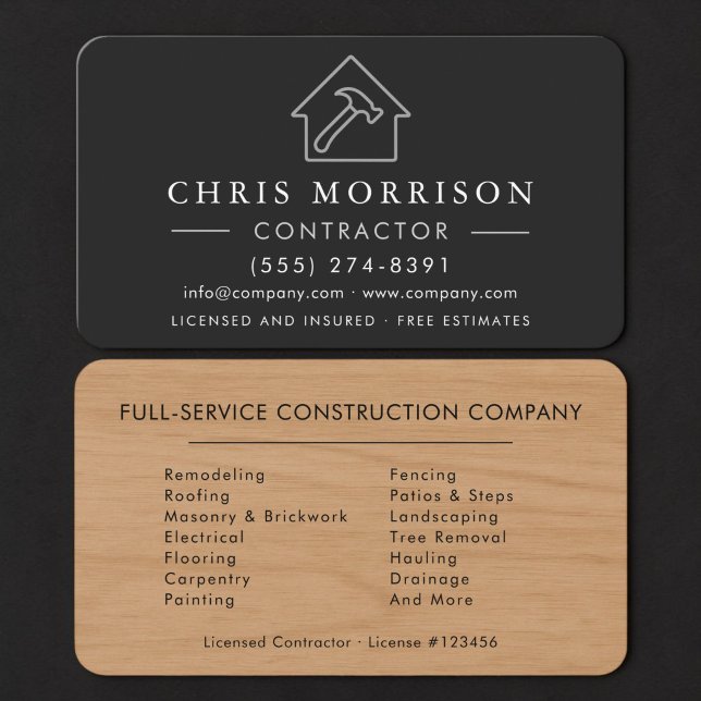 Wood Building Construction Contractor Business Card (Creator Uploaded)