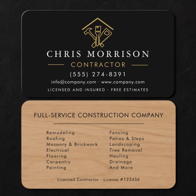 Wood Building Contractor Business Card (Creator Uploaded)